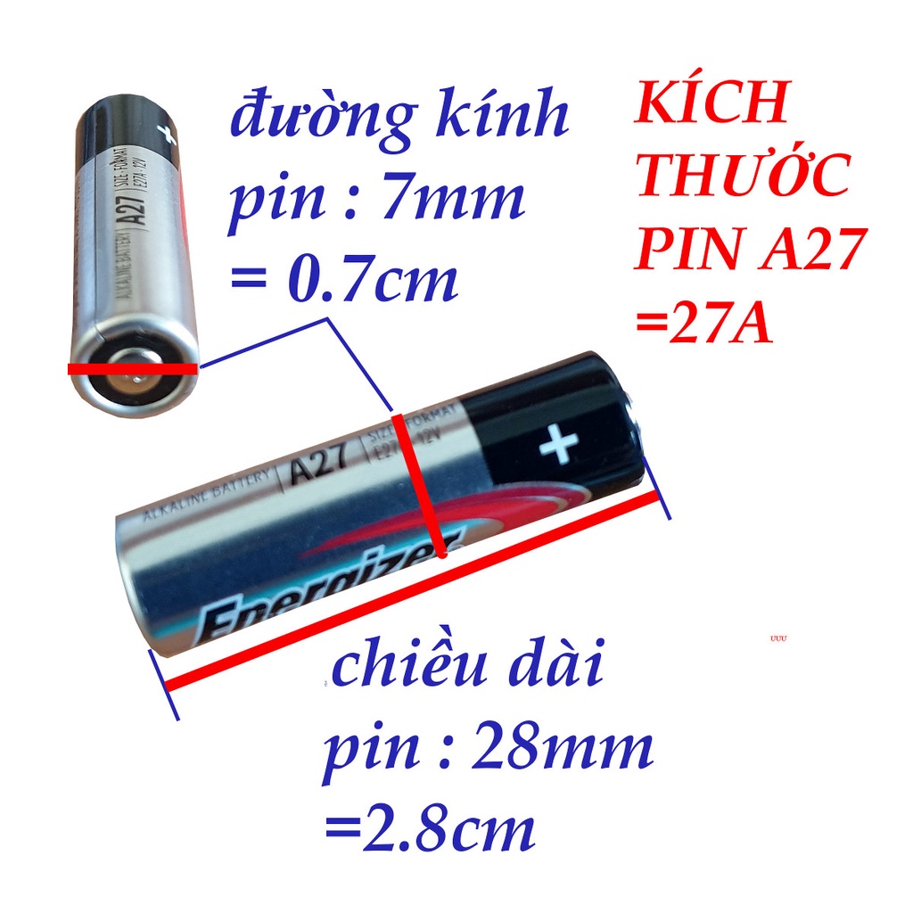 Pin A27 - 12 volt ENERGIZER dùng cho nút chuông , remote cửa cuốn , remote xe ( 1/ 2/ 3 / 5 viên )