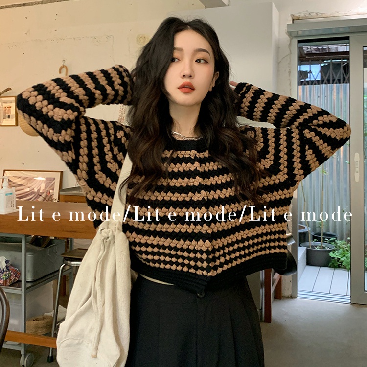 Áo Cardigan Dệt Kim Tay Dài Kẻ Sọc Thời Trang Hàn Quốc Cho Nữ | BigBuy360 - bigbuy360.vn