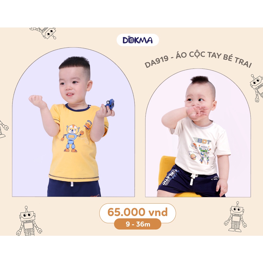 DA919 Áo cộc tay cài vai bé trai Dokma (9-36M)