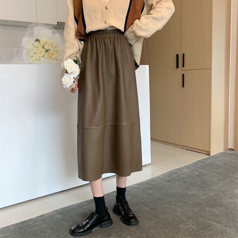 Chân Váy Chữ a Lưng Cao Bằng Da Thời Trang