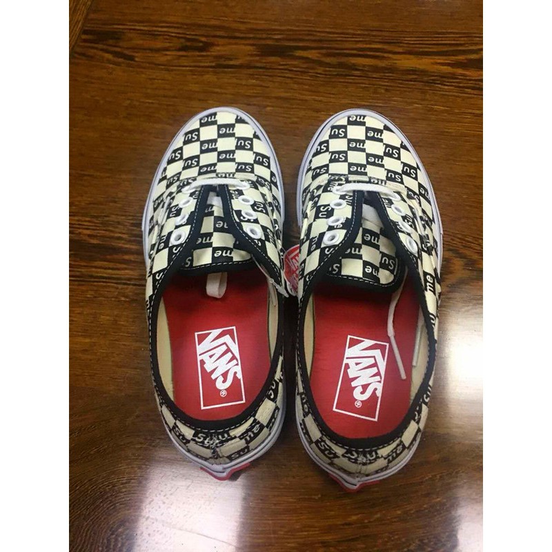 【With shoe box】Giày Vans Authentic Pro supreme checkers Lười Caro [Full Box + Vớ] uy tín