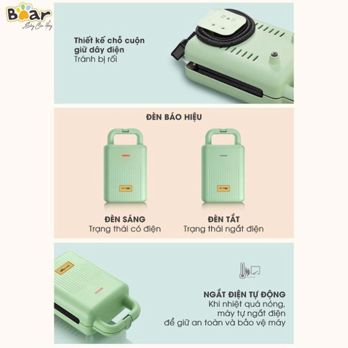 Máy làm bánh tổ ong, nướng bánh mì đa năng Bear 2 khuôn