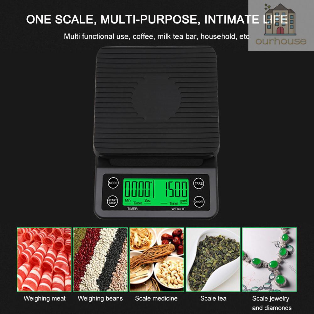 Accurate Electric Kitchen Scale,Coffee Scale with Timer High-precision Kitchen Scale Mini Electronic Platform Scale Food Weighing Scale