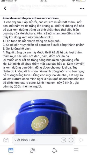Kem dưỡng trắng da Meishoku whitening Essence Cream Nhật Bản | BigBuy360 - bigbuy360.vn