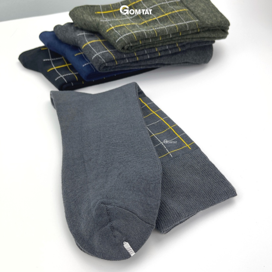 Tất đi giày tây nam cao cấp họa tiết Caro, vớ nam công sở chất liệu cotton hút ẩm thoáng khí - GOM-TAYCARO-1DOI