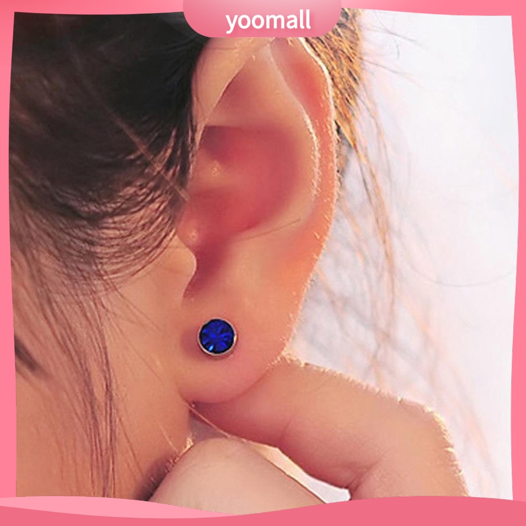 Set 12 đôi khuyên tai đính đá kiểu dáng đơn giản thanh lịch dành cho nữ