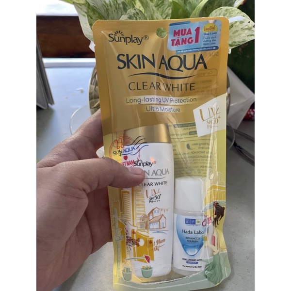 unplay Skin Aqua Clear White SPF50+, PA++++: Sữa chống nắng dưỡng da trắng mịn tối ưu-25g
