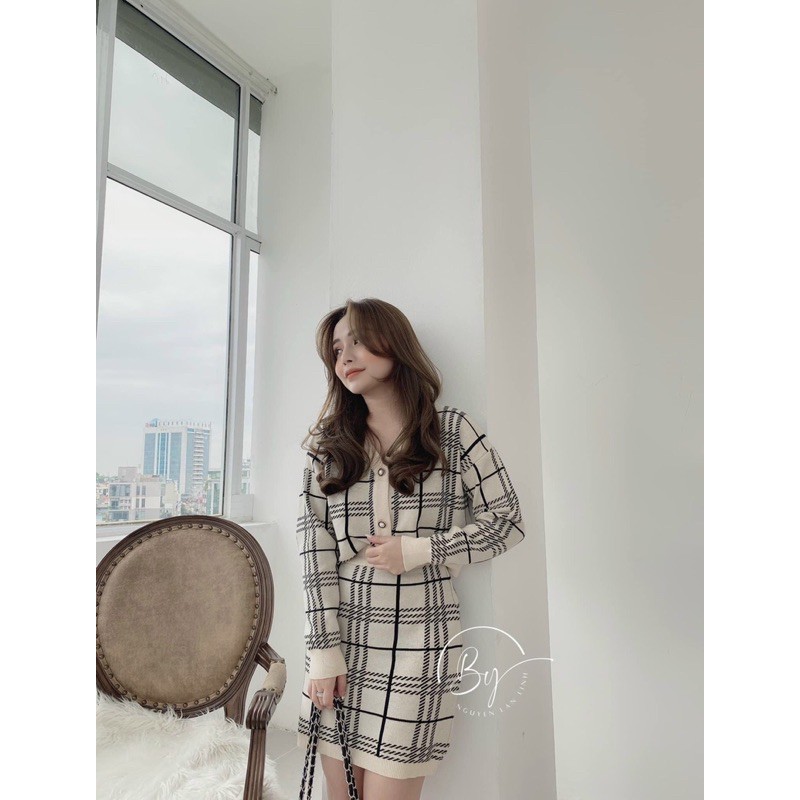 Set áo chân váy len loại 1