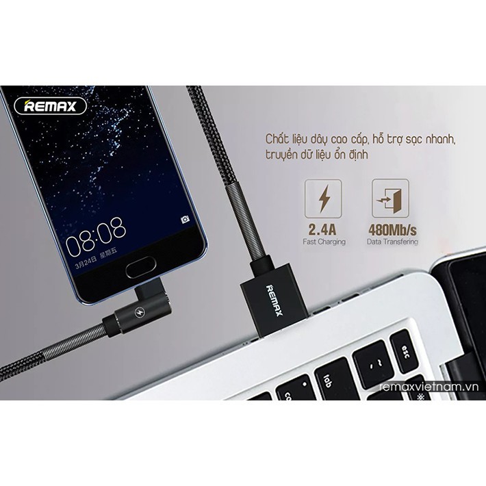 [ Chính hãng ] Cáp sạc vải quấn lò xo 2 đầu Micro USB Remax RC-119m, ligthing iphone RC-119i, type C RC-199a