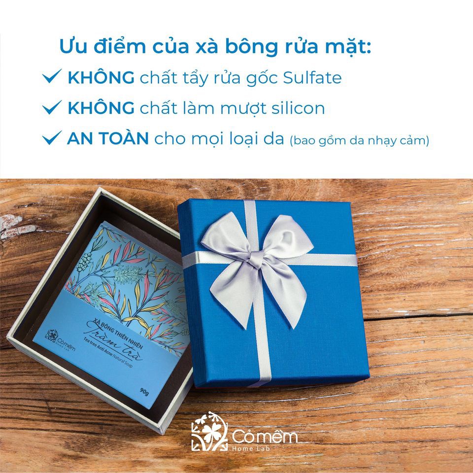 Xà Bông Rửa Mặt Tràm Trà Cho Da Dầu Mụn Bọc Cỏ Mềm 90g