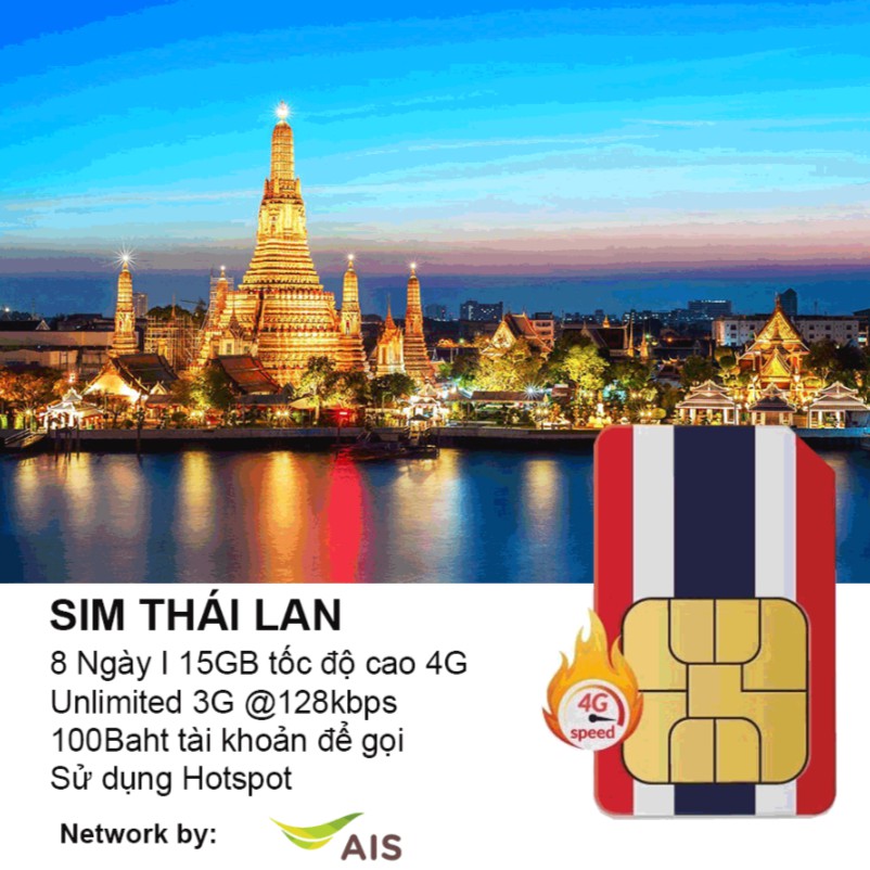 Sim du lịch Thái Lan dung lượng cực lớn, thoải mái lướt web, nghe gọi, nhắn tin