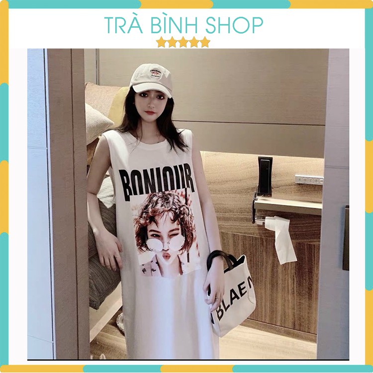 Váy Suông Họa Tiết Cô Gái BoNi Sát Nách Đầm Dài Chất Cotton Co Dãn | BigBuy360 - bigbuy360.vn