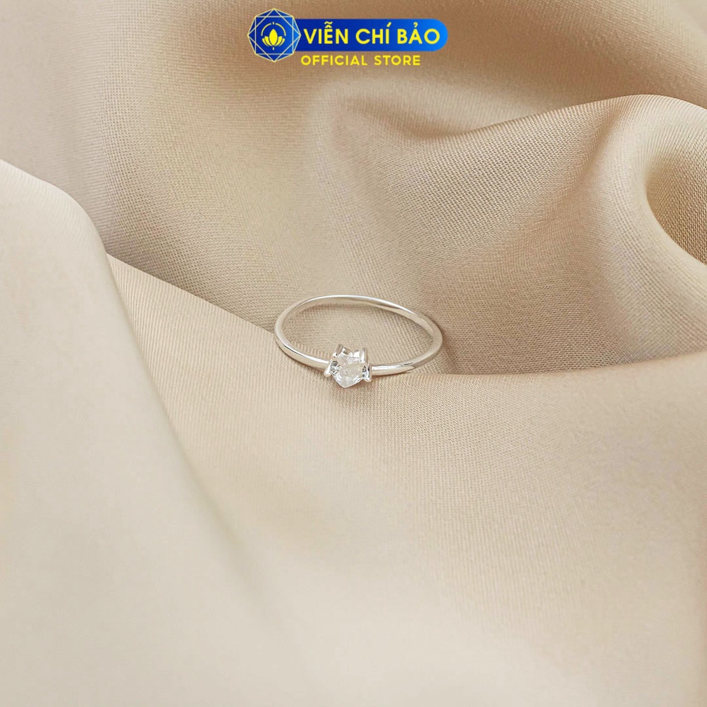 Nhẫn bạc nữ dáng trơn đá trái tim chất liệu bạc 925 thời trang phụ kiện trang sức Viễn Chí Bảo N400885
