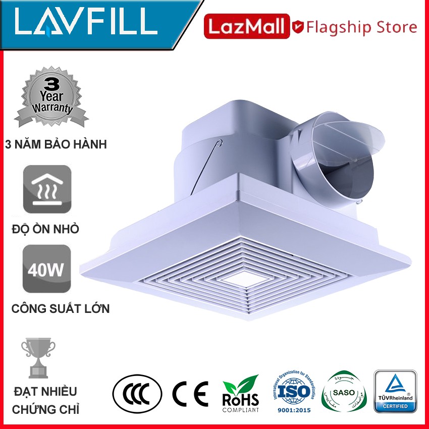 [FREESHIP 99K]_Quạt thông gió, quạt hút gió âm trần-ốp trần Model LAVFILL LFCV-16A (Installing Size: 230*230 mm)