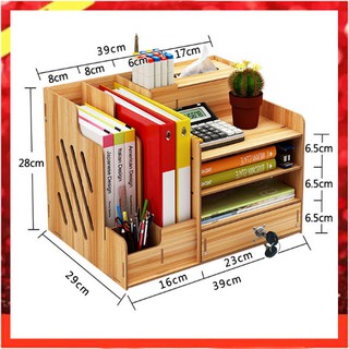 Kệ sách mini và tài liệu để bàn Giá sách văn phòng chất liệu gỗ lắp ghép sang trọng tiện lợi nhiều Màu có khóa