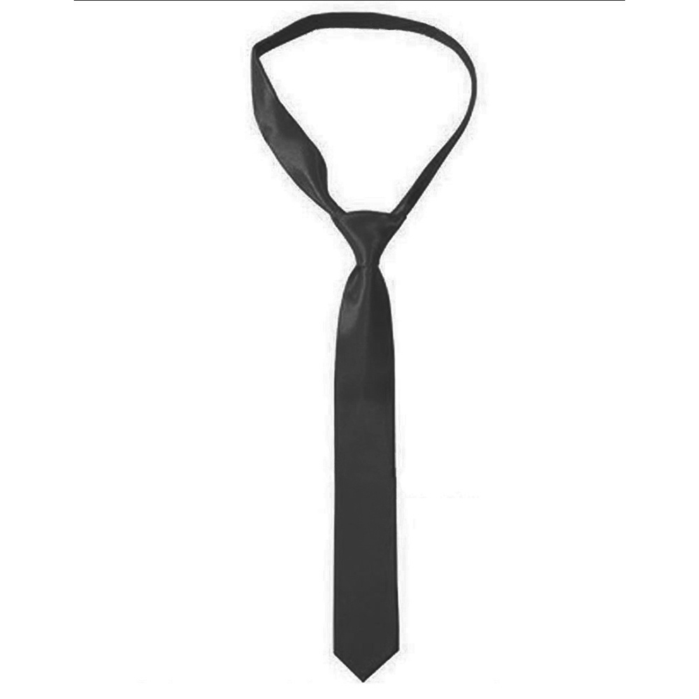 Cà vạt học sinh, sinh viên bản nhỏ 4,5cm Nazingo, chất liệu lụa đen dày