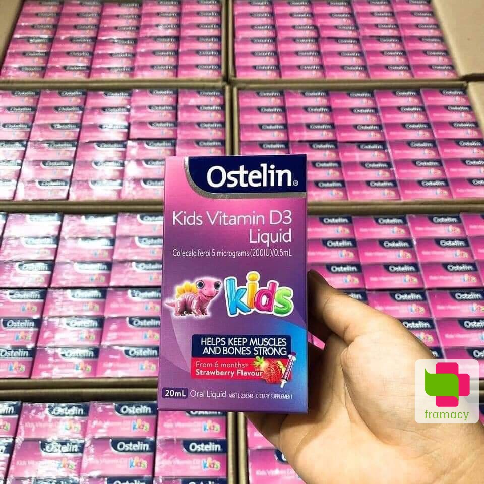 Vitamin Ostelin D3 Liquid, Úc (20ml) phát triển xương và răng cho trẻ từ 6 tháng đến dưới 12 tuổi