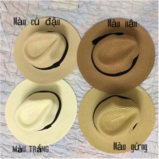 (gói hộp carton)Mũ cói panama (mũ phớt cói)