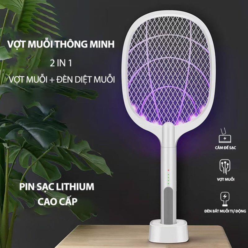 Vợt muỗi thông minh kiêm đèn bắt muỗi tự động 2 trong 1, Vợt bắt muỗi gấp gọn đa năng, Pin sạc tiện lợi - BH 12 tháng
