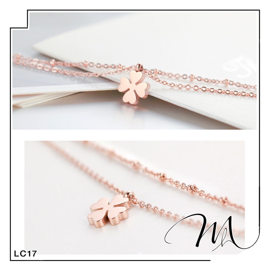 Lắc chân nữ Titan không gỉ dây đôi cỏ 4 lá may mắn - Măng's House LC17