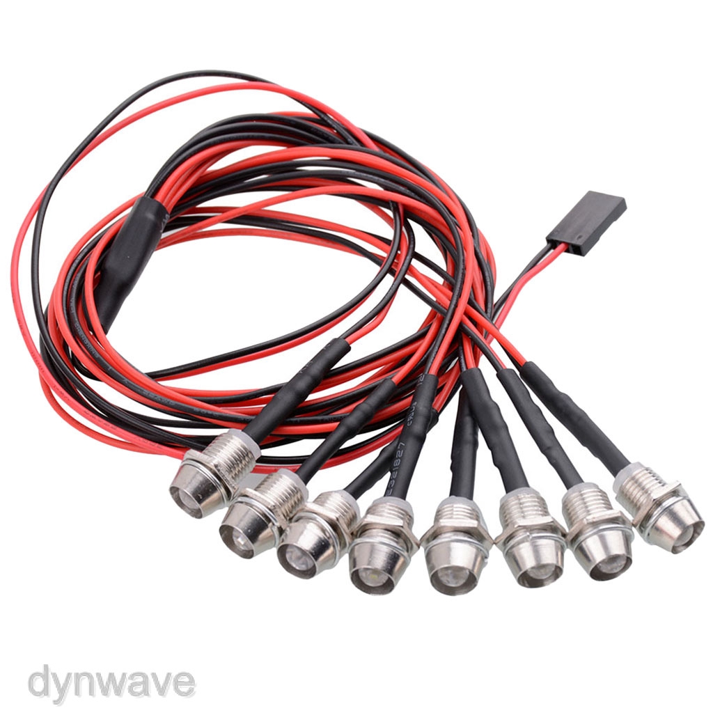 [DYNWAVE] 8pcs LED Light Headlight Kit for 1/5 1/8 1/10 1/12 1/16 RC Car Truck Model