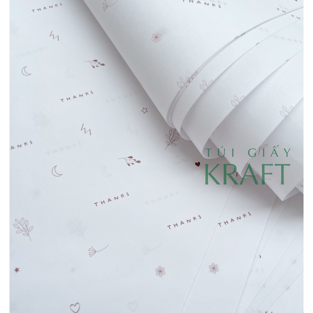 Giấy gói hàng in họa tiết Nâu khổ nhỏ 21 x 40cm, giấy pelure