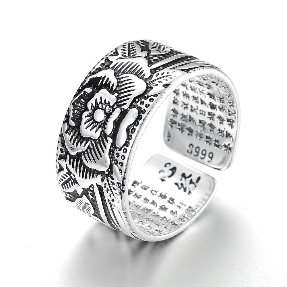 Nhẫn Đeo Tay Kim Loại Khắc Chữ Phong Cách Retro