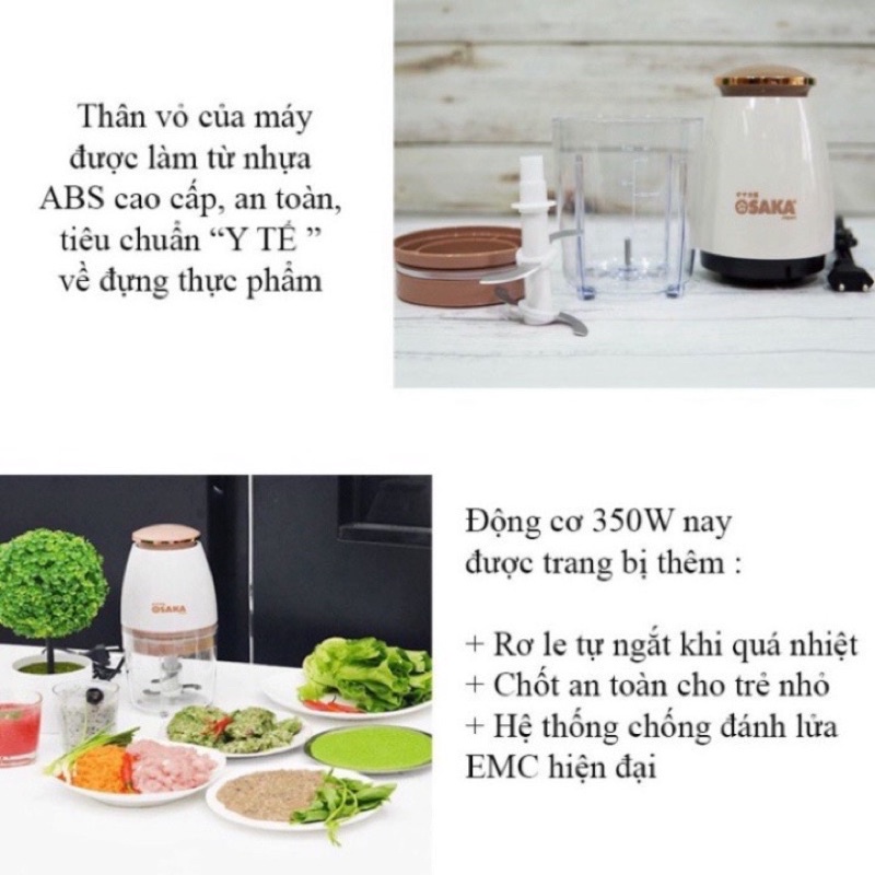 Máy Xay Đa Năng OSAKA Nắp Đồng, Xay Sinh Tố, Xay Thịt, Xay Mọi Loại Thực Phẩm, Nhỏ Gọn, Mạnh Mẽ, Tiện Dụng