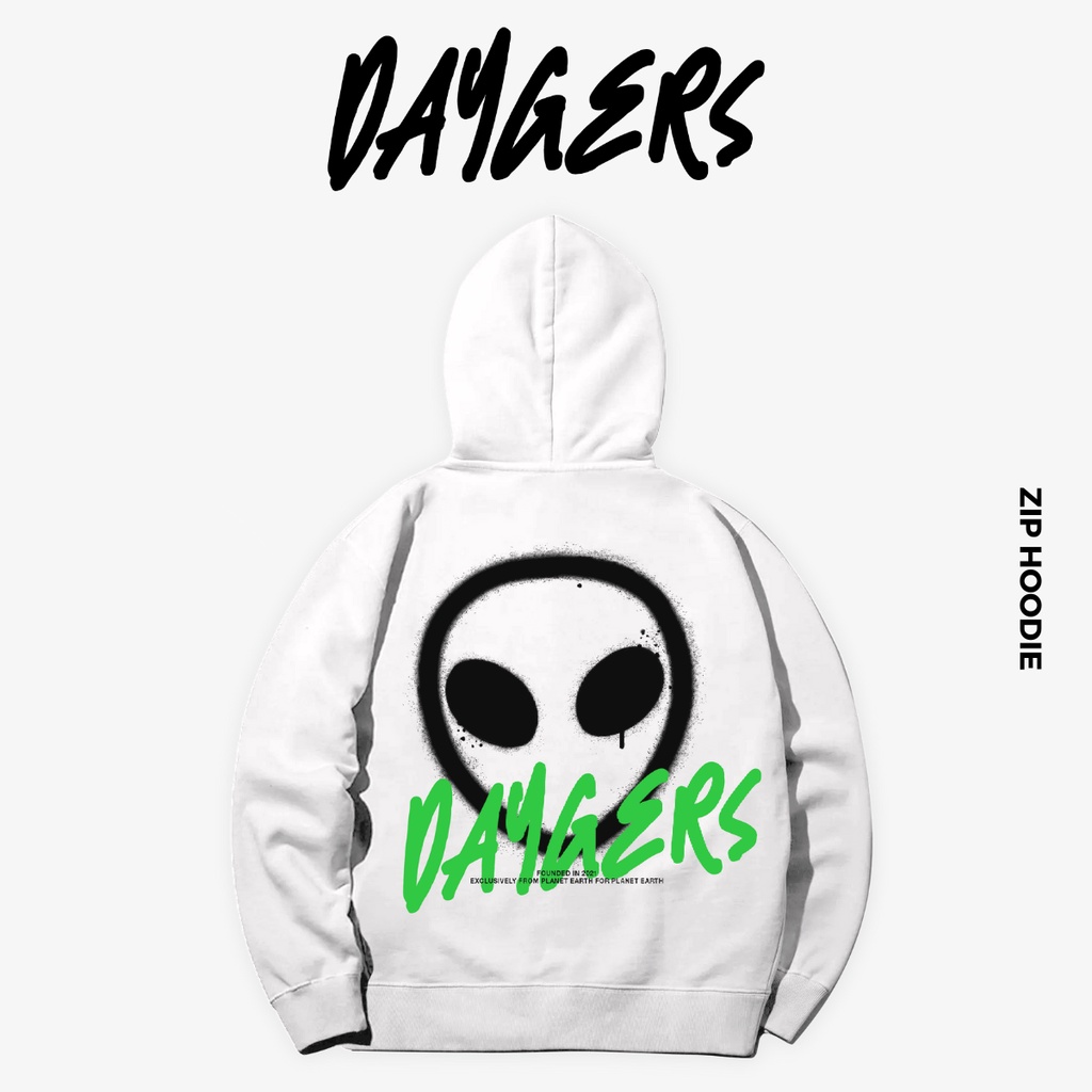 Áo SPRAYED Alien Zip Hoodie - Áo khoác nỉ dây kéo nam nữ unisex form rộng, nỉ chân cua cao cấp - Local brand Daygers