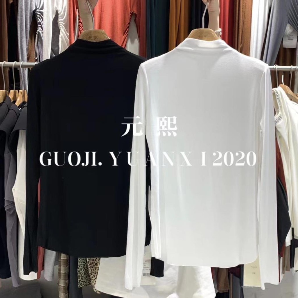 Áo phông nữ dài tay có cổ bán cao Modal mỏng thu đông 8888 yuanxi  ྇ ྇ tt