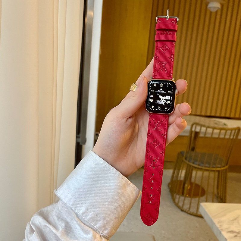 Dây đeo bằng da họa tiết sang trọng cho đồng hồ Smart Watch Series 6 SE 5 4 3 2 40mm 44mm 38mm 42mm
