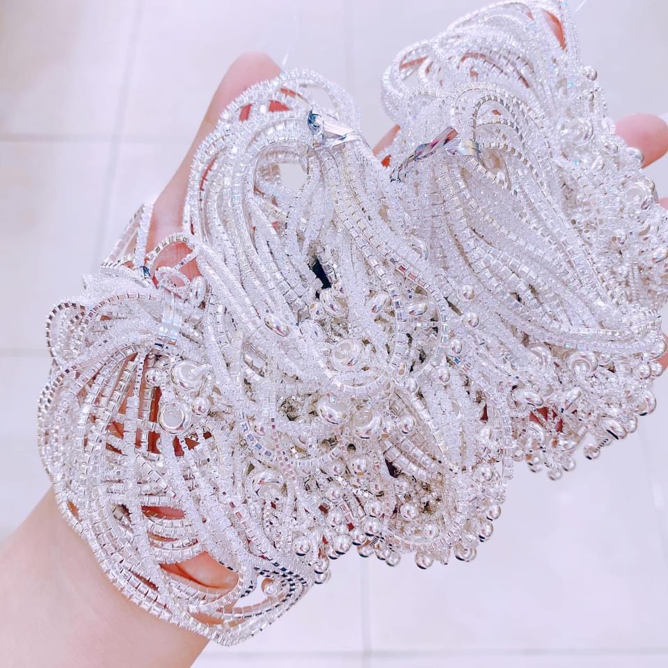 Lắc tay bạc nữ, lắc tay dải đá chốt dây rút điều chỉnh nhiều cỡ tay - Kho sỉ bạc Nhất Linh