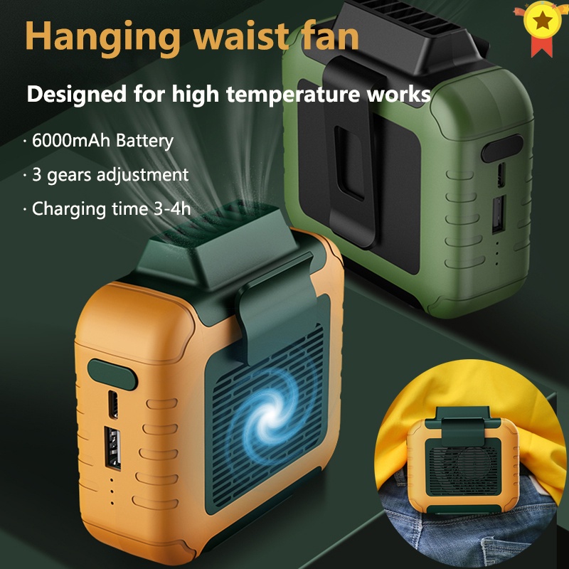 Quạt Điều Hòa Đeo Hông Siêu Mỏng Sạc Cổng USB Mang Đi Tiện Dụng