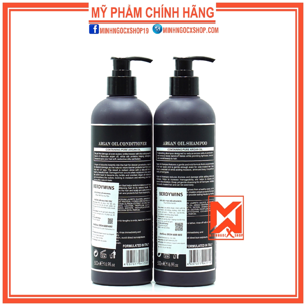 BERDYWINS DẦU GỘI XẢ PHỤC HỒI BERDYWINS ARGANOIL 500ML CHÍNH HÃNG