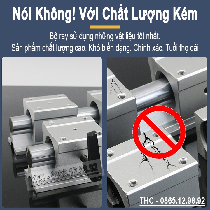 Thanh Ray Trượt Tròn Có Đế SBR12 16 20 25 Dài 0.75m  Ty Trượt Thép Chống Rỉ Dẫn Hướng Chuẩn