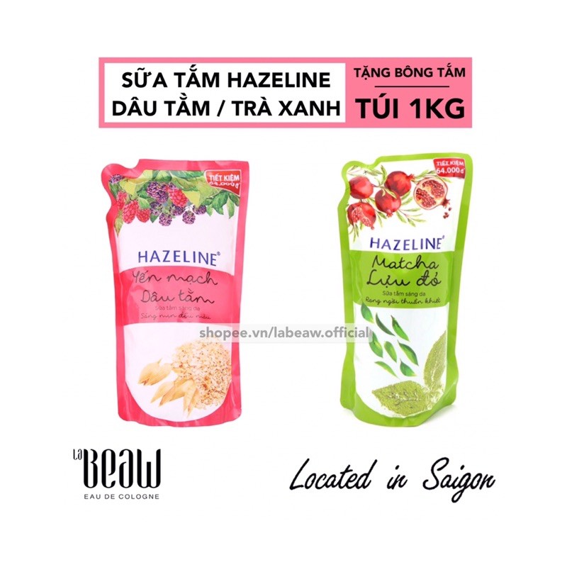 Sữa tắm dưỡng da trắng sáng HAZELINE túi 1KG