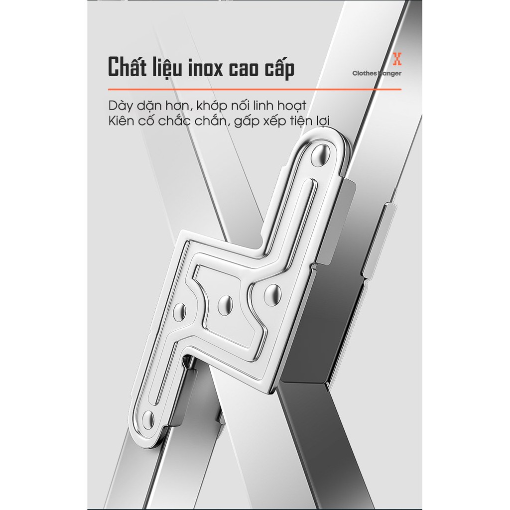 Giàn Phơi Quần Áo Thông Minh HADOCHI - Sào Phơi Inox 304 Gấp Gọn, Nhỏ Gọn Tiện Lợi, Cứng Cáp Bảo Hành 12 Tháng