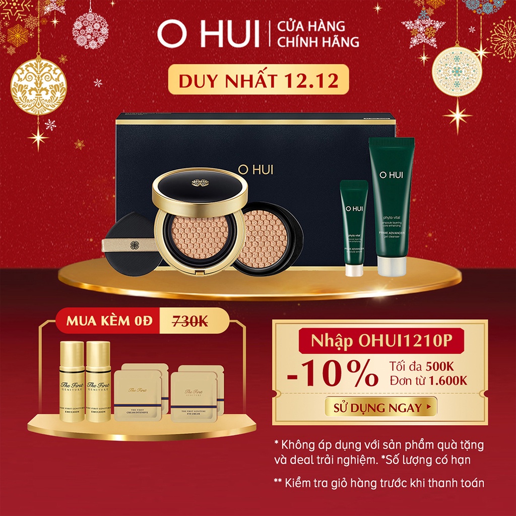 Bộ Phấn nước dưỡng ẩm cho lớp nền trong suốt O HUI Ultimate Cover Cushion Satin Finish 30g | BigBuy360 - bigbuy360.vn