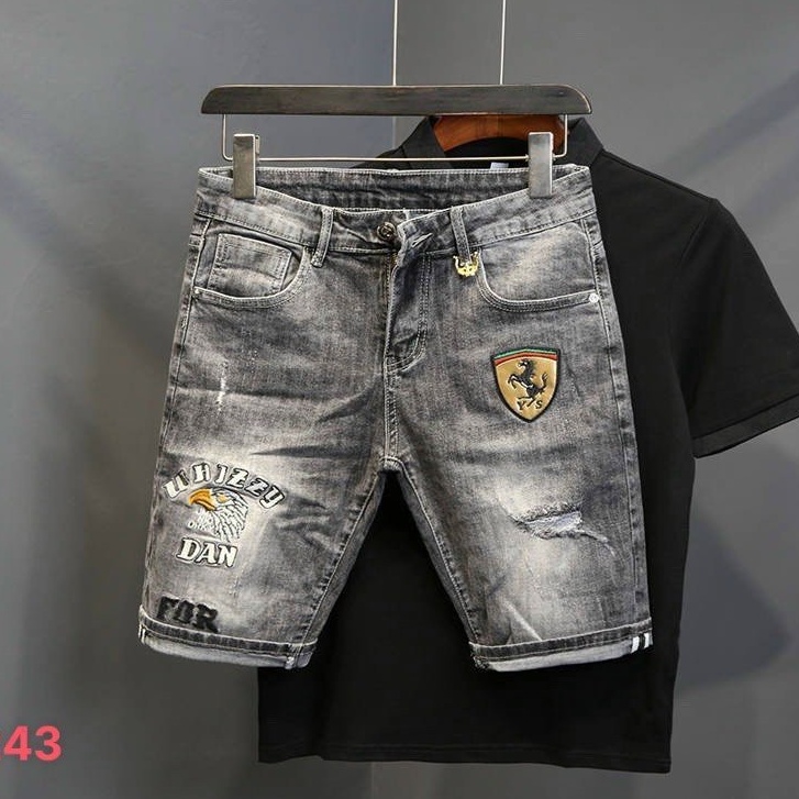 Quần short jean nam xước chất bò - quần short demin lửng nam co giãn thời trang cao cấp Pn_shop90 ms216