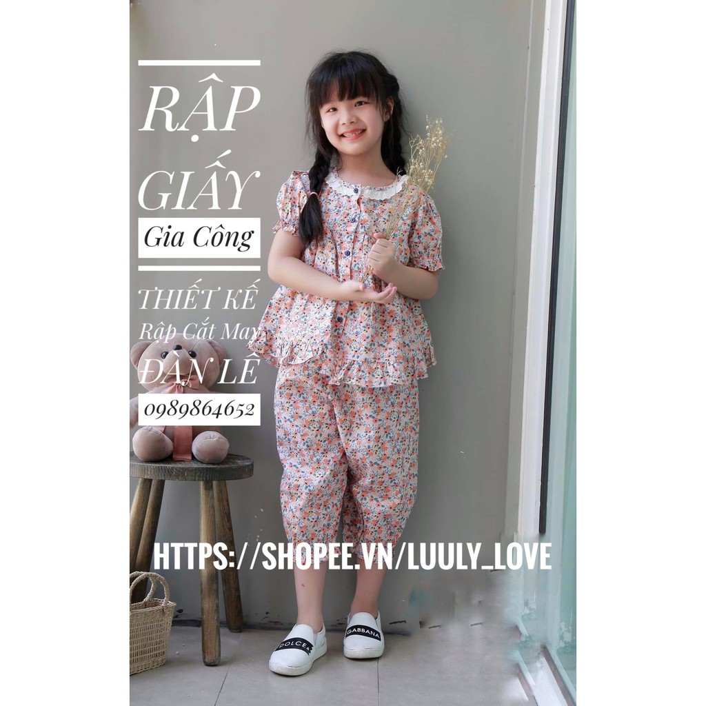 Rập giấyBB37_rập giấy cắt may  bộ sang chảnh bé gái(1-12t)