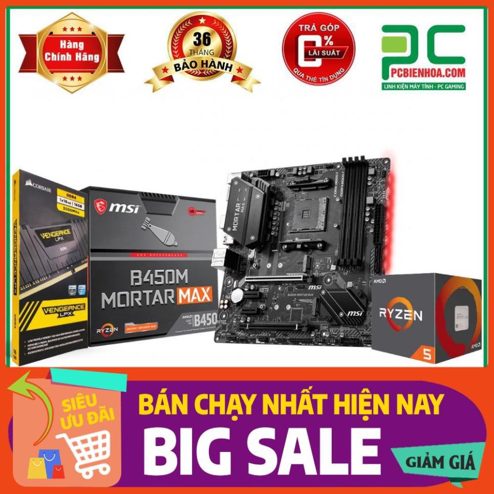Combo AMD Ryzen 5 2600 +B450M + 16G TẶNG BÀN DI CHUỘT GAMING