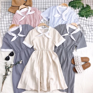 (Nguyễn Lim) Đầm babydoll caro nơ