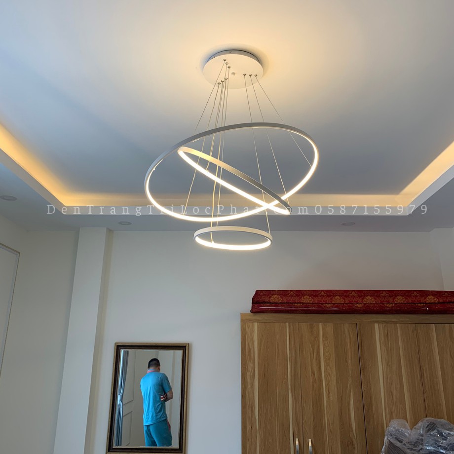 Đèn Thả Trần - Đèn Thả Trần Không Gian Led Hình Tròn 3 Vòng Cao Cấp