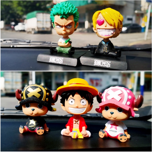 Mô hình One Piece Luffy, Zoro, Sanji, Chopper Lắc Đầu, Kê Điện Thoại, Trang Trí Decor Ô tô, Góc Học Tập - Tượng Figure