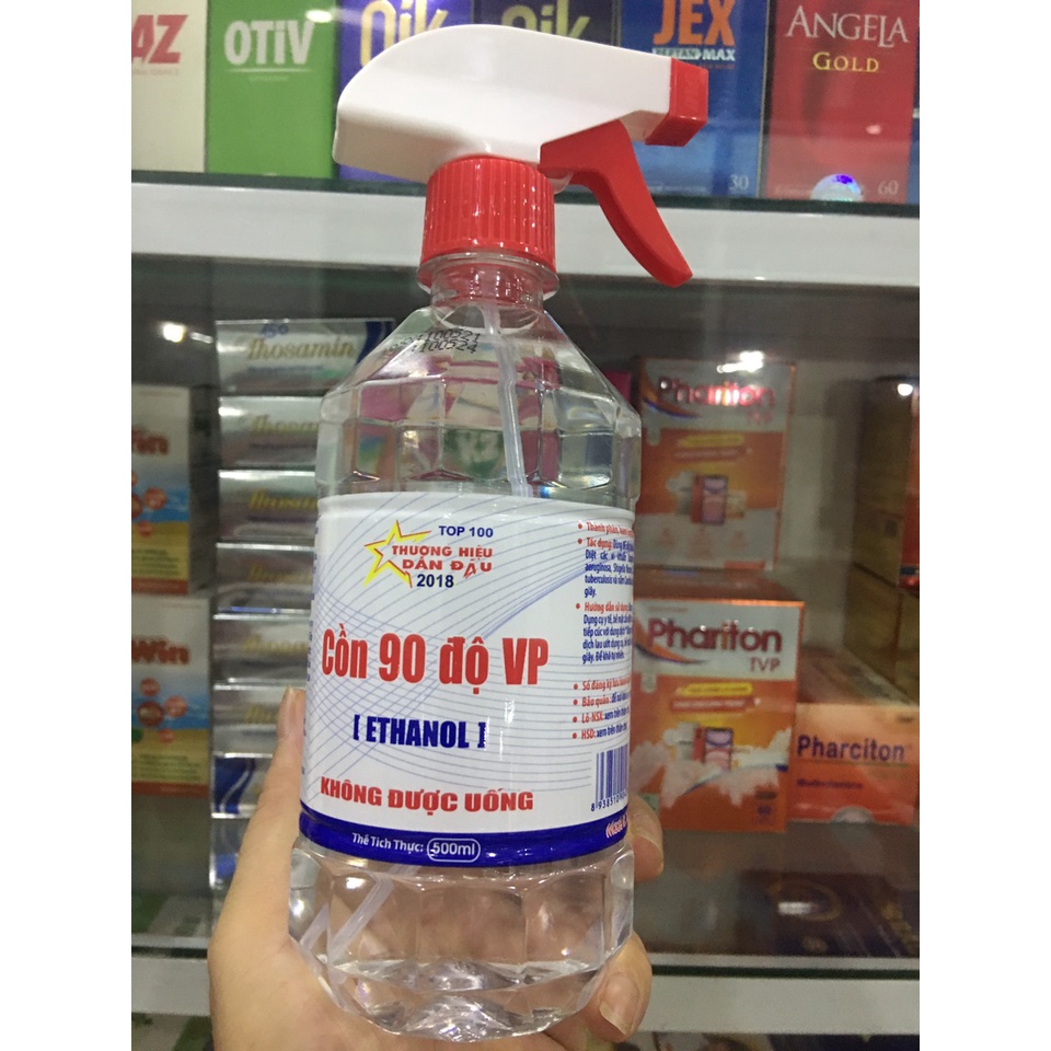 Cồn 90 độ, 70 độ Vĩnh Phúc Sát Trùng Diệt khuẩn có vòi xịt Chai 500ml