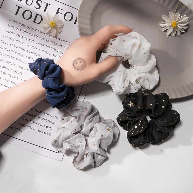 Buộc tóc scrunchies Buộc tóc hoạ tiết Trăng - Sao 1020H