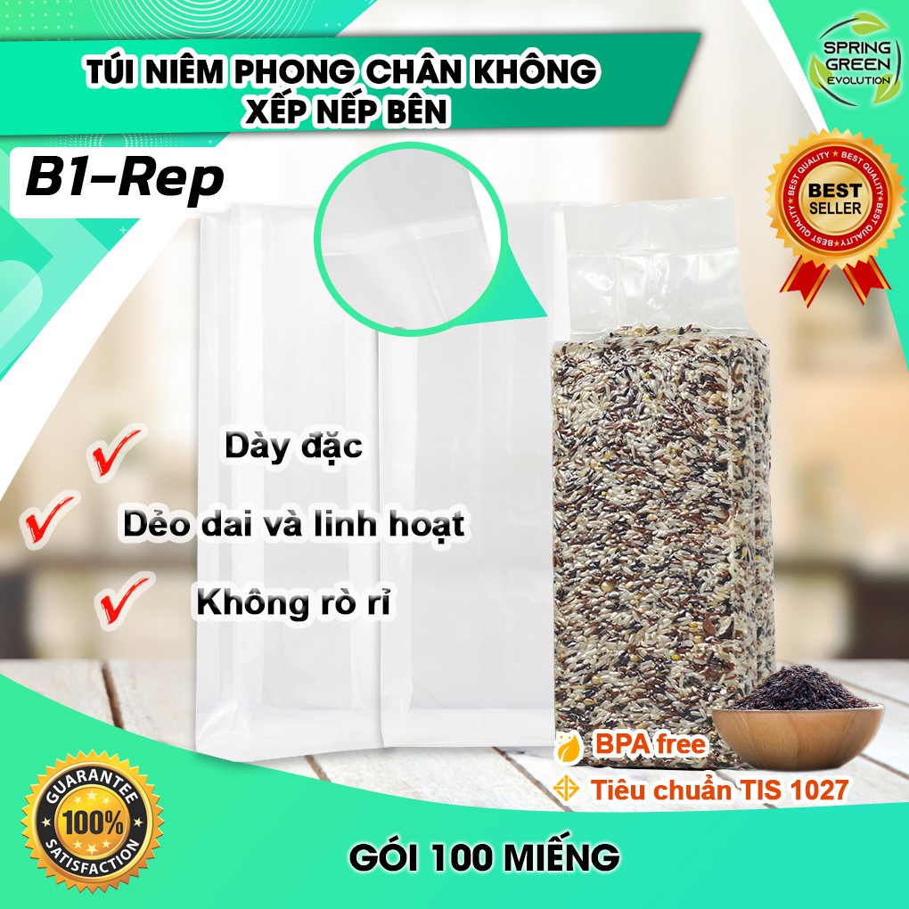 Túi Hút Chân Không Định Hình B1D-Rep. Dùng Hút Chân Không Đóng Gói Gạo, Các Loại Hạt...Độc Nhất VN. Thương Hiệu SGE Thai