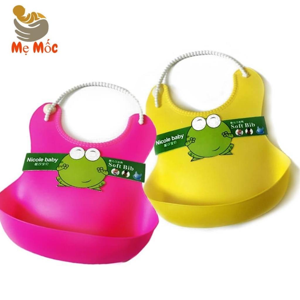 Yếm máng ăn dặm cho bé - Yếm ăn dặm có máng Silicon - Tiện gọn chống bẩn chống rơi vãi ,YM
