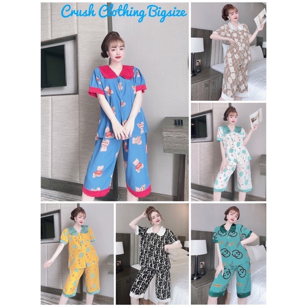 [Mẫu Đẹp] Pyjama Đồ Bộ Lửng Bigsize 55-100kg Diện cực Đẹp Chất lụa Nhật Cao Cấp