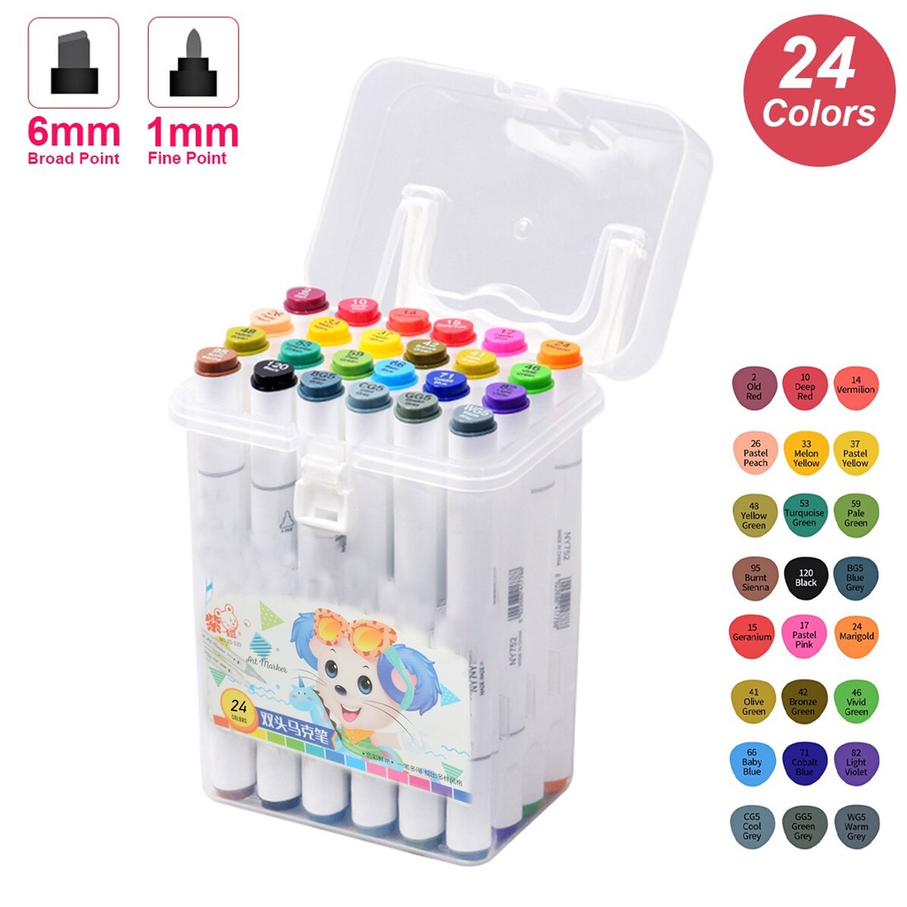Bút Màu Dạ Marker 2 Đầu ZS 220